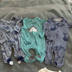 Carter's Ocean Print Footies - Blue and Teal